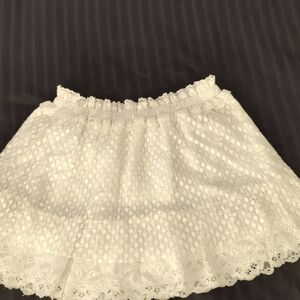 Fully lined lace overlay paper bag waist mini skirt